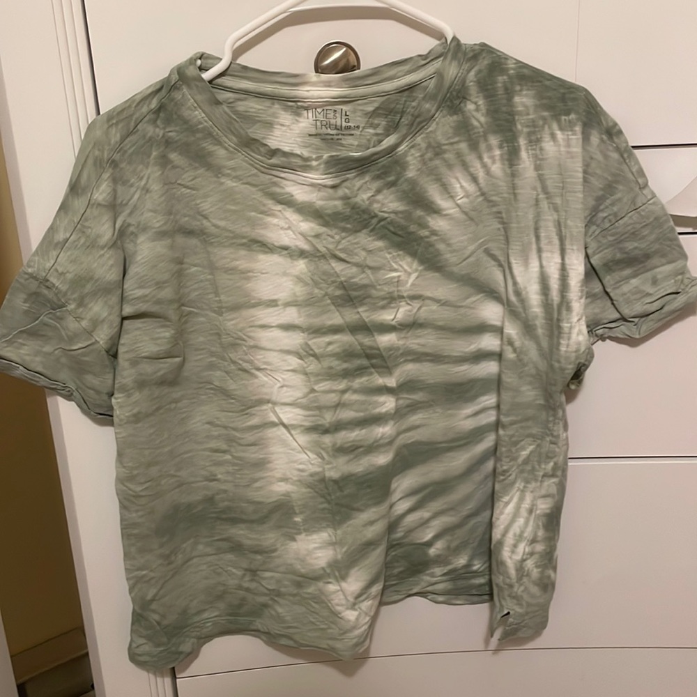 Time&Tru green tie-dye short sleeve tee, large